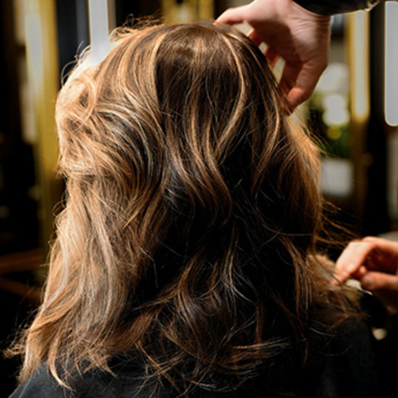 Close-up of highlighted hair