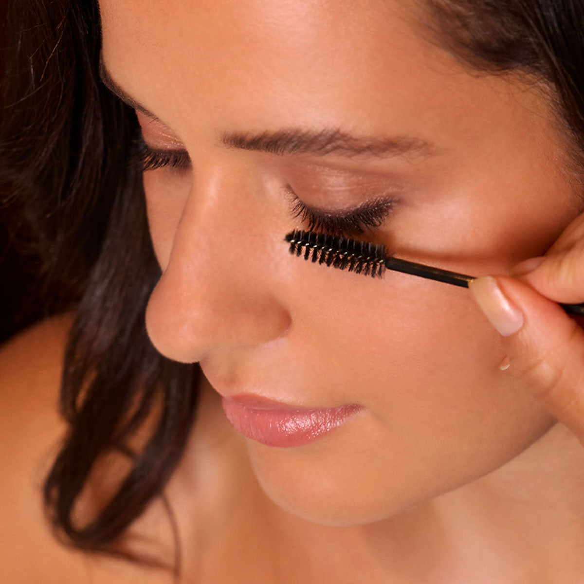 Brushing tinted lashes